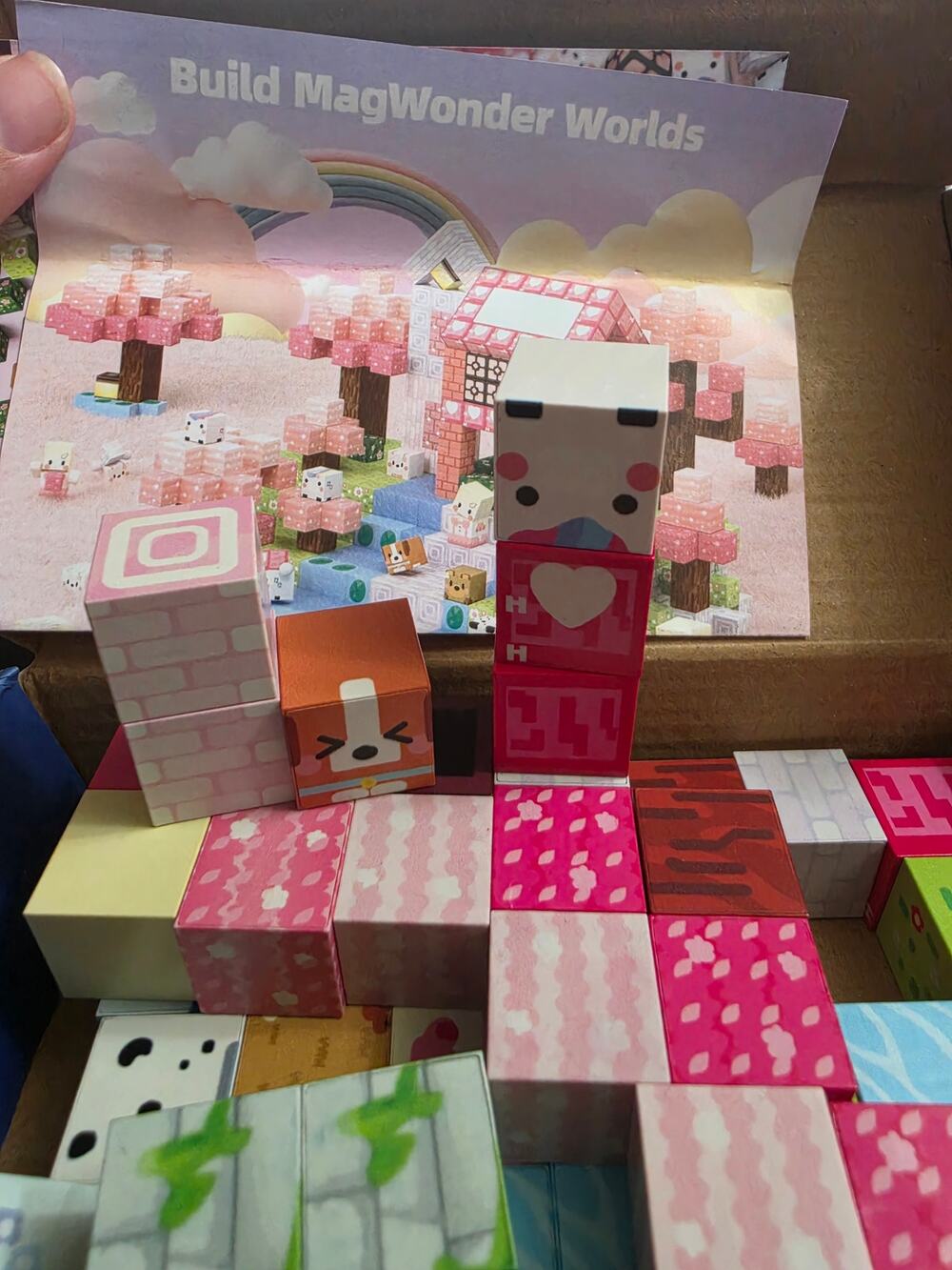 Magnetic World 48pc Cherry Blossom Cube Blocks Minecraft